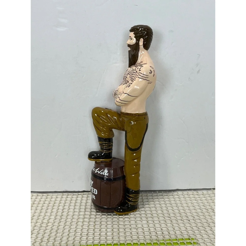 Charlie Wells Dry Hopped Lager Beer Tap Handle‎ Tattooed Man Figural New w/ Bx
